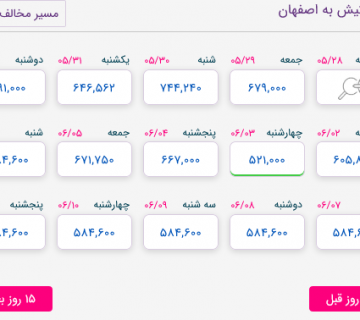 کیش به اصفهان چه روزهای پرواز دارد ؟