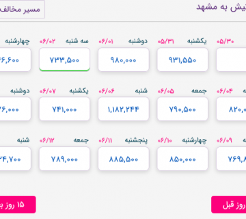 پرواز کیش به مشهد چه روزهای است